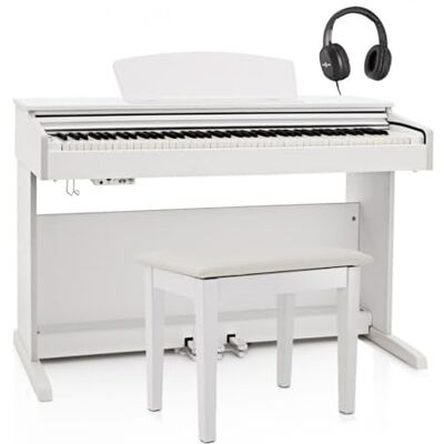 Gear4Music DP-10X Digitalpiano Weiß 88 Tasten mit Hocker und Kopfhörer Multitimbrale Stereo-Klangerzeugung, drei Pedale, USB- und interne Speicheraufnahme, integriertes Metronom Gear4Music DP-10X Digitalpiano Weiß 88 Tasten mit Hocker und Kopfhörer Multitimbrale Stereo-Klangerzeugung, drei Pedale, USB- und interne Speicheraufnahme, integriertes Metronom