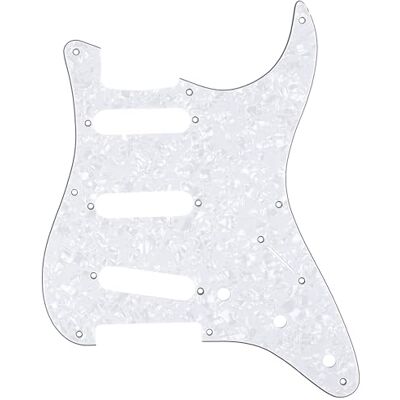 Musiclily Pro 8 Löcher 50s 57 Vintage SSS Schlagbrett 4 lagig White Pearl für American Strat Style E-Gitarre Musiclily Pro 8 Löcher 50s 57 Vintage SSS Schlagbrett 4 lagig White Pearl für American Strat Style E-Gitarre