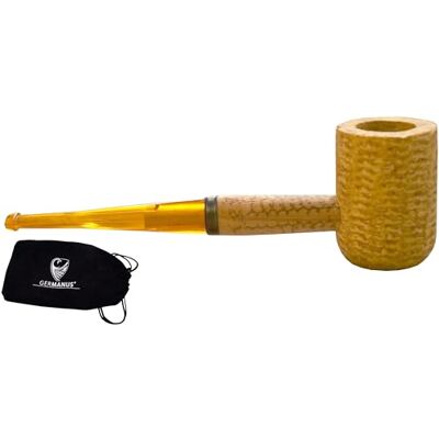 GERMANUS Original Corncob Pfeife Classic, Gerade Tabakpfeife inkl. Pfeifenbeutel GERMANUS Original Corncob Pfeife Classic, Gerade Tabakpfeife inkl. Pfeifenbeutel
