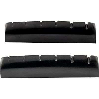 Musiclily Pro Harnstoffharz Plastik 43mm LP Style Sattel Schwarz 2 Stück Flacher Boden, Vorgekerbt, für 6-Saiter LP E-Gitarre/Akustikgitarre Musiclily Pro Harnstoffharz Plastik 43mm LP Style Sattel Schwarz 2 Stück Flacher Boden, Vorgekerbt, für 6-Saiter LP E-Gitarre/Akustikgitarre