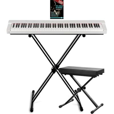 Classic Cantabile SP-316 Stage Piano Stage Set Weiß, 20 Voices, 20 Rhythmen 88 anschlagsdynamische Hammertasten, Graduierte Gewichtung der Tasten, DAAS-Sampling-Technologie, 50 Demo-Songs, AUX Out (6 Classic Cantabile SP-316 Stage Piano Stage Set Weiß, 20 Voices, 20 Rhythmen 88 anschlagsdynamische Hammertasten, Graduierte Gewichtung der Tasten, DAAS-Sampling-Technologie, 50 Demo-Songs, AUX Out (6