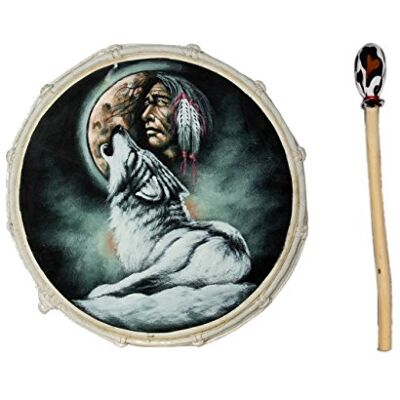 Ciffre 30cm Grosse Schamanentrommel Wolf mit Indianer Rahmentrommel Bodhran Drum Djembe Ciffre 30cm Grosse Schamanentrommel Wolf mit Indianer Rahmentrommel Bodhran Drum Djembe