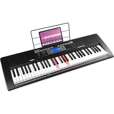 MAX Rhapsody61L Kinder Keyboard Klavier 61 Leuchttasten Schwarz Midi Keyboard, für Anfänger, 300 Sounds, 300 Rhythmen, Begleitautomatik, 3-Stufige Trainingsfunktion, Musikinstrument, Lernen MAX Rhapsody61L Kinder Keyboard Klavier 61 Leuchttasten Schwarz Midi Keyboard, für Anfänger, 300 Sounds, 300 Rhythmen, Begleitautomatik, 3-Stufige Trainingsfunktion, Musikinstrument, Lernen