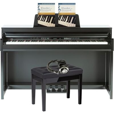 Fame DP 8600 BT PE V2 Complete Set, Digitalpiano in Hochglänzend Schwarz, 88 Tasten mit Hammermechanik, 181 Sounds, 50 Styles, inklusive Studio Kopfhörer und Klavierbank Fame DP 8600 BT PE V2 Complete Set, Digitalpiano in Hochglänzend Schwarz, 88 Tasten mit Hammermechanik, 181 Sounds, 50 Styles, inklusive Studio Kopfhörer und Klavierbank
