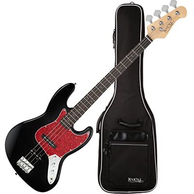 ROCKTILE Pro JB-30BK 70's Deluxe E-Bass Black Set Jazz-Style E-Bass Body: Pappel, Hals: Ahorn Griffbrett: Engineered Wood 2 Single-Coil Tonabnehmer Spar-Set inkl. Gigbag Schwarz ROCKTILE Pro JB-30BK 70's Deluxe E-Bass Black Set Jazz-Style E-Bass Body: Pappel, Hals: Ahorn Griffbrett: Engineered Wood 2 Single-Coil Tonabnehmer Spar-Set inkl. Gigbag Schwarz