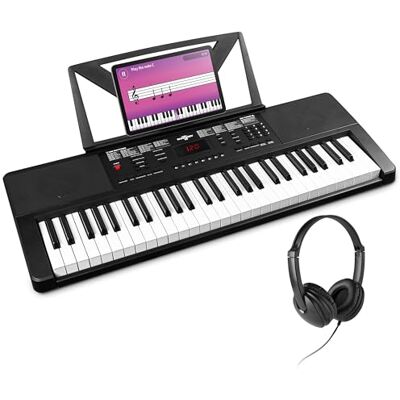 MAX Rhapsody54 Keyboard Piano mit Notenhalter für Anfänger, 54 Tasten mit Kopfhörer, Lautsprecher, Display, 50 Demo Songs, Piano Keyboard, Lern-Funktion, 600 Klangarten, 8 Percussion Sounds MAX Rhapsody54 Keyboard Piano mit Notenhalter für Anfänger, 54 Tasten mit Kopfhörer, Lautsprecher, Display, 50 Demo Songs, Piano Keyboard, Lern-Funktion, 600 Klangarten, 8 Percussion Sounds