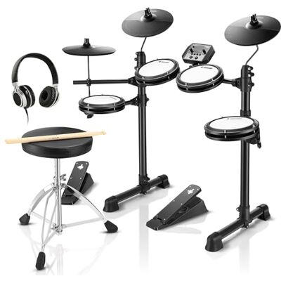 Donner DED-80 E-Drum-Set, E Schlagzeug leises Mesh Kit mit 180 Sounds, mit robusten Pedalen, Drum-Thron, Sticks, Kopfhörer inklusive, leicht und tragbar 40 Melodic Lektionen Donner DED-80 E-Drum-Set, E Schlagzeug leises Mesh Kit mit 180 Sounds, mit robusten Pedalen, Drum-Thron, Sticks, Kopfhörer inklusive, leicht und tragbar 40 Melodic Lektionen