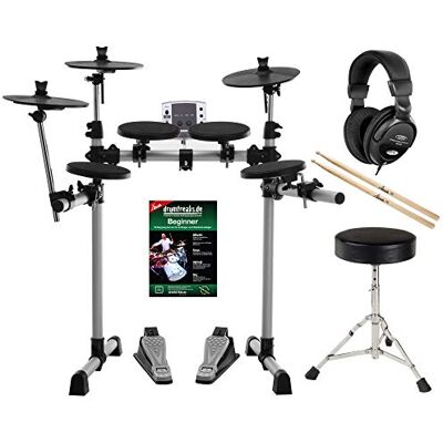 XDrum DD-400 E-Drum-Set Komplettset mit Kopfhörer, Hocker, 4 Drum Pads 3 Cymbal Pads, Hi-Hat Control Pedal und Kick Pedal, Soundmodul mit 108 Voices, 10 Preset Kits, 40 Preset Songs, MIDI Out XDrum DD-400 E-Drum-Set Komplettset mit Kopfhörer, Hocker, 4 Drum Pads 3 Cymbal Pads, Hi-Hat Control Pedal und Kick Pedal, Soundmodul mit 108 Voices, 10 Preset Kits, 40 Preset Songs, MIDI Out