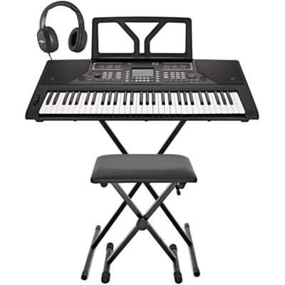 Gear4Music K3 Keyboard mit 61 Tasten von , Komplettpaket 61 Anschlagempfindliche Tasten mit 64-Ton-Polyphonie, 400+ Stimmen und 200+ Rhythmen, Aufnahme, Stereolautsprecher Gear4Music K3 Keyboard mit 61 Tasten von , Komplettpaket 61 Anschlagempfindliche Tasten mit 64-Ton-Polyphonie, 400+ Stimmen und 200+ Rhythmen, Aufnahme, Stereolautsprecher