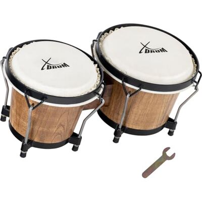 XDrum Bongos Club 2 Trommeln mit 6" und 7" Bongotrommeln mit stimmbaren Naturfellen und Stimmschlüssel Holztrommeln Tobacco XDrum Bongos Club 2 Trommeln mit 6" und 7" Bongotrommeln mit stimmbaren Naturfellen und Stimmschlüssel Holztrommeln Tobacco