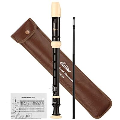 Eastar Sopran-Blockflöte für Anfänger Kinder, Barock-Stil C-Tasten-Blockflöte Instrument ABS Classic 3-teilig mit Reinigungsset, Daumenauflage, Ledertasche, Grifftabelle, Braun, ERS-21BB Eastar Sopran-Blockflöte für Anfänger Kinder, Barock-Stil C-Tasten-Blockflöte Instrument ABS Classic 3-teilig mit Reinigungsset, Daumenauflage, Ledertasche, Grifftabelle, Braun, ERS-21BB