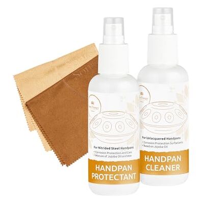 Sonic Energy Handpan Pflege Set für nitrierte Handpans (HPCS) Flüssigreiniger und -politur, Reinigung, Versiegelung und Schutz, 2 x 150 ml, inkl. 2 Mikrofasertücher, Jojobaöl und Wachs Sonic Energy Handpan Pflege Set für nitrierte Handpans (HPCS) Flüssigreiniger und -politur, Reinigung, Versiegelung und Schutz, 2 x 150 ml, inkl. 2 Mikrofasertücher, Jojobaöl und Wachs