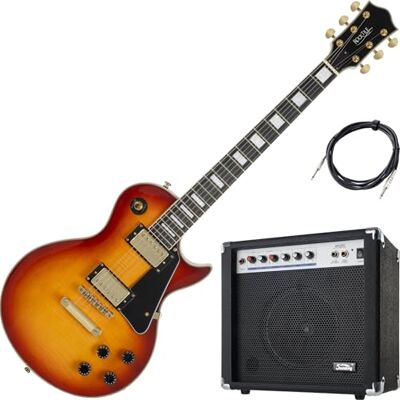 ROCKTILE Pro L-200OHB E-Gitarre Set – Single Cut in Orange Honey Burst mit Humbucker, Mahagoni-Korpus & 60W Verstärker AK20G – Anfänger & Fortgeschrittene – Komplettset inkl. Kabel & Combo-Verstärker ROCKTILE Pro L-200OHB E-Gitarre Set – Single Cut in Orange Honey Burst mit Humbucker, Mahagoni-Korpus & 60W Verstärker AK20G – Anfänger & Fortgeschrittene – Komplettset inkl. Kabel & Combo-Verstärker