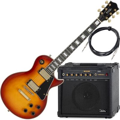 ROCKTILE Pro L-200OHB E-Gitarre Set – Single Cut in Orange Honey Burst mit Humbucker, Mahagoni-Korpus & 75W Verstärker AK30A – Anfänger & Fortgeschrittene – Komplettset inkl. Kabel & Combo-Verstärker ROCKTILE Pro L-200OHB E-Gitarre Set – Single Cut in Orange Honey Burst mit Humbucker, Mahagoni-Korpus & 75W Verstärker AK30A – Anfänger & Fortgeschrittene – Komplettset inkl. Kabel & Combo-Verstärker