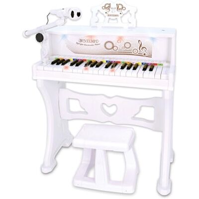 Bontempi Elektronische Flügel mit Mikrofon, Füße und Hocker. 37 Tasten 108000, Weiß Bontempi Elektronische Flügel mit Mikrofon, Füße und Hocker. 37 Tasten 108000, Weiß