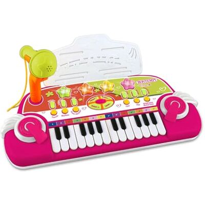 Bontempi MiniMelody: 24-Tasten Elektronische Spielzeugtastatur mit Mikrofon für kleine Musiker, rosa, 333x222x125 mm Bontempi MiniMelody: 24-Tasten Elektronische Spielzeugtastatur mit Mikrofon für kleine Musiker, rosa, 333x222x125 mm