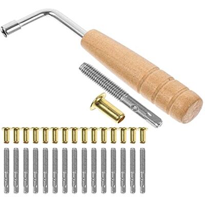Lwaviwer 16 Stimmnadelnägel und 16 Nieten mit L-Förmigem Stimmschlüssel für Leier-Harfe, Kleines Harfen-Saiteninstrument Lwaviwer 16 Stimmnadelnägel und 16 Nieten mit L-Förmigem Stimmschlüssel für Leier-Harfe, Kleines Harfen-Saiteninstrument