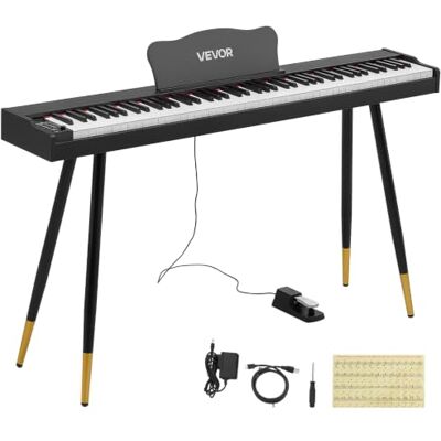 VEVOR Digitalpiano 88 Halbgewichtete Tasten Standardgröße E-Piano Schwarz für Anfänger, 600 Klangfarben, 600 Rhythmen, USB, MIDI, Audioausgang, Kopfhörerbuchse, Sustain-Pedal und HiFi-Lautsprechern VEVOR Digitalpiano 88 Halbgewichtete Tasten Standardgröße E-Piano Schwarz für Anfänger, 600 Klangfarben, 600 Rhythmen, USB, MIDI, Audioausgang, Kopfhörerbuchse, Sustain-Pedal und HiFi-Lautsprechern