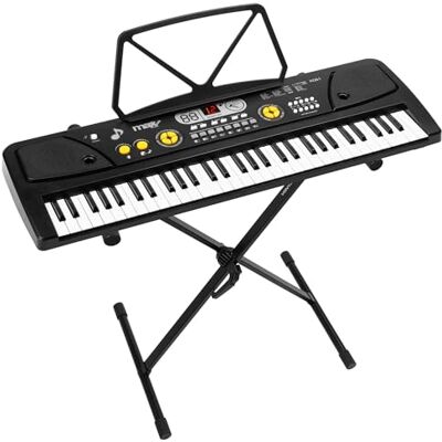 MAX KD61 Pack – Elektronische Tastatur für Kinder, 61 Tasten mit Keyboardständer, wiederaufladbarer Akku, Mikrofon, LED-Display, Rhythmen, Akkorde und Lernfunktionen für Anfänger – Schwarz MAX KD61 Pack – Elektronische Tastatur für Kinder, 61 Tasten mit Keyboardständer, wiederaufladbarer Akku, Mikrofon, LED-Display, Rhythmen, Akkorde und Lernfunktionen für Anfänger – Schwarz