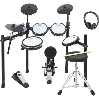 Axus AXK5 Elektronisches Schlagzeug Vollset mit Mesh-Heads, 25 Sounds, USB MIDI, Kopfhörer, Hocker & Sticks inklusive Perfekt für Anfänger Erwachsene Kinder Heimpraxis Axus AXK5 Elektronisches Schlagzeug Vollset mit Mesh-Heads, 25 Sounds, USB MIDI, Kopfhörer, Hocker & Sticks inklusive Perfekt für Anfänger Erwachsene Kinder Heimpraxis