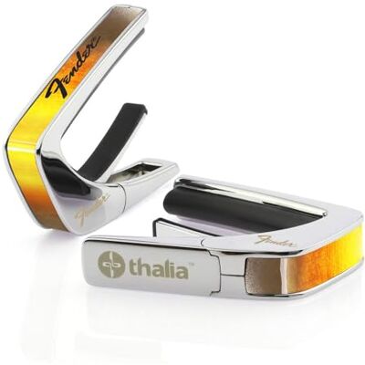 Thalia Fender by Gitarren Kapodaster, offizielles Lizenzprodukt, Sunburst mit schwarzem Perine Logo Thalia Fender by Gitarren Kapodaster, offizielles Lizenzprodukt, Sunburst mit schwarzem Perine Logo