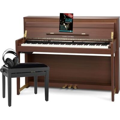 Classic Cantabile UP-1 Upright E-Piano 88 gewichtete Tasten mit Graded Hammer Tastatur, Ivory Touch, 256 Polyphonie, 40 Sounds, OLED Display, USB MP3 Recorder (Okoume, Piano mit Zubehör) Classic Cantabile UP-1 Upright E-Piano 88 gewichtete Tasten mit Graded Hammer Tastatur, Ivory Touch, 256 Polyphonie, 40 Sounds, OLED Display, USB MP3 Recorder (Okoume, Piano mit Zubehör)