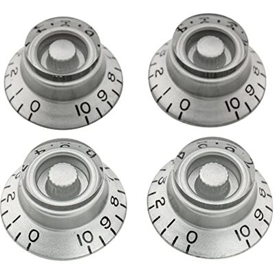 Musiclily Pro Linkshänder Metrische Größe 18 Splines Hutform Potiknopfe Top Hat Bell Knobs für Epiphone Les Paul SG Style E-Gitarre, Silber Musiclily Pro Linkshänder Metrische Größe 18 Splines Hutform Potiknopfe Top Hat Bell Knobs für Epiphone Les Paul SG Style E-Gitarre, Silber