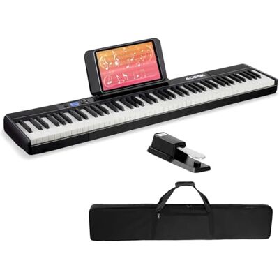 AODSK Keyboard Piano mit 88 Tasten, tragbares Digitalpiano für Anfänger, 128 Töne, 128 Rhythmus, 20 Demo-Song, mit Sustain-Pedal, Tragetasche, kostenloser Online-Klavierunterricht AODSK Keyboard Piano mit 88 Tasten, tragbares Digitalpiano für Anfänger, 128 Töne, 128 Rhythmus, 20 Demo-Song, mit Sustain-Pedal, Tragetasche, kostenloser Online-Klavierunterricht