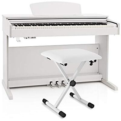 Gear4Music Digitalpiano DP-10X von mit verstellbarer Bank Weiß 88 Hammermechanik-Tasten mit 3 Pedalen und 24 Stimmen, Metronom und 55 Demo-Songs, Verstellbare Bank Gear4Music Digitalpiano DP-10X von mit verstellbarer Bank Weiß 88 Hammermechanik-Tasten mit 3 Pedalen und 24 Stimmen, Metronom und 55 Demo-Songs, Verstellbare Bank