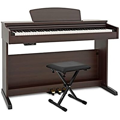 Gear4Music Digitalpiano DP-10X von mit verstellbarer Bank Palisander 88 Hammermechanik-Tasten mit 3 Pedalen und 24 Stimmen, Metronom und 55 Demo-Songs, Rosenholz-Finish Gear4Music Digitalpiano DP-10X von mit verstellbarer Bank Palisander 88 Hammermechanik-Tasten mit 3 Pedalen und 24 Stimmen, Metronom und 55 Demo-Songs, Rosenholz-Finish