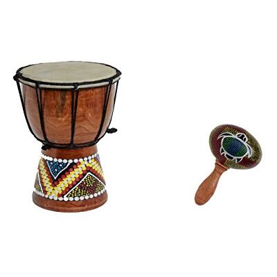 Ciffre 50cm Anfänger Djembe Trommel Bongo Drum Holz Bunt Bemalt + Rassel Schildkröte R1 Ciffre 50cm Anfänger Djembe Trommel Bongo Drum Holz Bunt Bemalt + Rassel Schildkröte R1