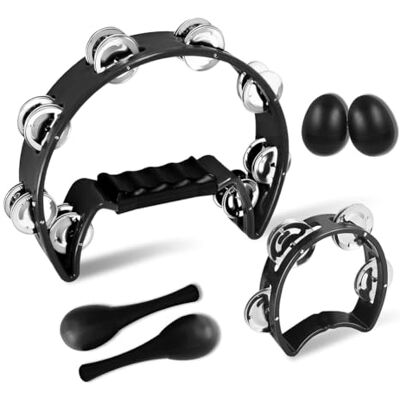 Qussedser Musikalisches Schlaginstrumenten-Set, Handschlaginstrumente, Tamburin und Eierschüttler, Sandhammer für Partys, KTV Qussedser Musikalisches Schlaginstrumenten-Set, Handschlaginstrumente, Tamburin und Eierschüttler, Sandhammer für Partys, KTV