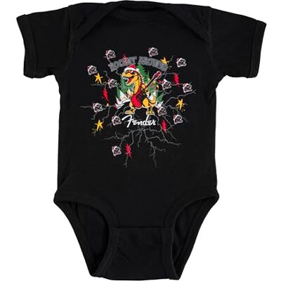 Fender Weihnachts-Dinosaurier Baby-Body, 6-12 Monate, Geschenk für Gitarrenfans, Schwarz, Limitierte Edition Fender Weihnachts-Dinosaurier Baby-Body, 6-12 Monate, Geschenk für Gitarrenfans, Schwarz, Limitierte Edition