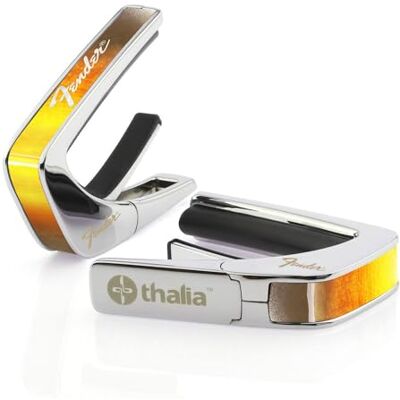 Thalia Fender by Gitarren Kapodaster, offizielles Lizenzprodukt, Sunburst mit weißem Perine Logo Thalia Fender by Gitarren Kapodaster, offizielles Lizenzprodukt, Sunburst mit weißem Perine Logo