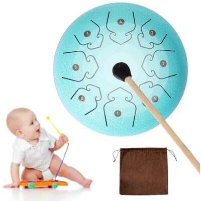 Generic Steel Tongue Drum, 6 Zoll 8 Töne Meditations-Regentrommel, Stahlinstrument mit Schlägeln, Ätherische Hand Pan, Ideal for Yoga Meditation & Pränatale Bildung (Blau) Generic Steel Tongue Drum, 6 Zoll 8 Töne Meditations-Regentrommel, Stahlinstrument mit Schlägeln, Ätherische Hand Pan, Ideal for Yoga Meditation & Pränatale Bildung (Blau)