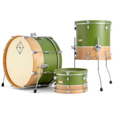 Dixon Little Roomer Select Schlagzeug Drumset Kesselsatz 3pc PODL320SMGN BD 20"x12", TT 12"x7", FT 14"x14", Militär-Grün / Mahagoni Natur Two Tone Design Dixon Little Roomer Select Schlagzeug Drumset Kesselsatz 3pc PODL320SMGN BD 20"x12", TT 12"x7", FT 14"x14", Militär-Grün / Mahagoni Natur Two Tone Design