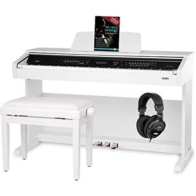 Classic Cantabile DP-A 310 WM E-Piano SET (Digitalpiano 88 Tasten Hammermechanik, Kopfhöreranschluss, USB, Begleitautomatik, 3 Pedale, Piano für Anfänger + Pianobank + Kopfhörer + Schule) weiß Classic Cantabile DP-A 310 WM E-Piano SET (Digitalpiano 88 Tasten Hammermechanik, Kopfhöreranschluss, USB, Begleitautomatik, 3 Pedale, Piano für Anfänger + Pianobank + Kopfhörer + Schule) weiß