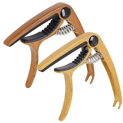 KEORHEZ 2er Set Capo Gitarre, Kapodaster, Gitarre Zubehör, mit Natürlicher Holzmaserung, Geeignet für Akustikgitarren, E-Gitarren und Bässe (Dunkelbraun und Hellbraun) KEORHEZ 2er Set Capo Gitarre, Kapodaster, Gitarre Zubehör, mit Natürlicher Holzmaserung, Geeignet für Akustikgitarren, E-Gitarren und Bässe (Dunkelbraun und Hellbraun)