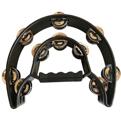 TusaMer Tamburine für Erwachsene, Halbmond-Percussion-Tamburin mit zweireihigen Metallschellen, ergonomischem Griff, Glöckchen für Trommel- und Gitarrenspiel, Handtrommel-Tamburin für die Kirche TusaMer Tamburine für Erwachsene, Halbmond-Percussion-Tamburin mit zweireihigen Metallschellen, ergonomischem Griff, Glöckchen für Trommel- und Gitarrenspiel, Handtrommel-Tamburin für die Kirche