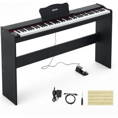 VEVOR Digitalpiano 88 Halbgewichtete Tasten mit HiFi-Lautsprechern Schwarz E-Piano Ideal für Anfänger, mit 600 Klängen, 600 Rhythmen, USB, MIDI, Standard-3,5-mm-Kopfhörerbuchse, Notenhalter und Pedal VEVOR Digitalpiano 88 Halbgewichtete Tasten mit HiFi-Lautsprechern Schwarz E-Piano Ideal für Anfänger, mit 600 Klängen, 600 Rhythmen, USB, MIDI, Standard-3,5-mm-Kopfhörerbuchse, Notenhalter und Pedal