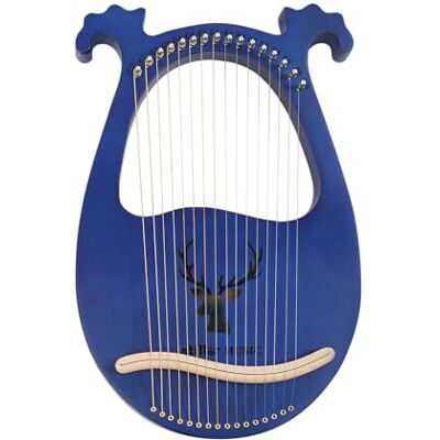 ClearFragrans Leier Harfe, Instrument Kleine Leierharfe 16 Metallsaiten mit Stimmschlüssel, Mahagoni Instrument Saiteninstrument, Für Musikliebhaber Anfänger, Blau ClearFragrans Leier Harfe, Instrument Kleine Leierharfe 16 Metallsaiten mit Stimmschlüssel, Mahagoni Instrument Saiteninstrument, Für Musikliebhaber Anfänger, Blau