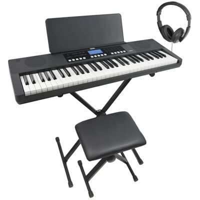 Axus 61-Tasten-Keyboard-Piano-Paket – Tragbares, Berührungsempfindliches Slimline-Keyboard Mit Verstellbarem Ständer, Hocker, Kopfhörer, Netzteil Und Notenablage Axus 61-Tasten-Keyboard-Piano-Paket – Tragbares, Berührungsempfindliches Slimline-Keyboard Mit Verstellbarem Ständer, Hocker, Kopfhörer, Netzteil Und Notenablage