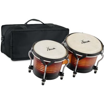 XDrum Bongos Pro Vintage Sunburst Set inkl. Bongotasche, Bongogrößen: 6 2 Trommeln ("macho" und "hembra"), 5" (17 cm) und 7, 5" (20 cm), Naturfelle, Holz: Birke, Verchromte Spannschrauben, 2 kg XDrum Bongos Pro Vintage Sunburst Set inkl. Bongotasche, Bongogrößen: 6 2 Trommeln ("macho" und "hembra"), 5" (17 cm) und 7, 5" (20 cm), Naturfelle, Holz: Birke, Verchromte Spannschrauben, 2 kg