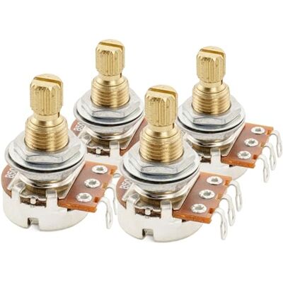 Musiclily Pro Metrisch B500K Mini Poti Messing Split Shaft 9,5mm 4er Set Linear Potentiometer, für LP SG Style E-Gitarre Bass Musiclily Pro Metrisch B500K Mini Poti Messing Split Shaft 9,5mm 4er Set Linear Potentiometer, für LP SG Style E-Gitarre Bass
