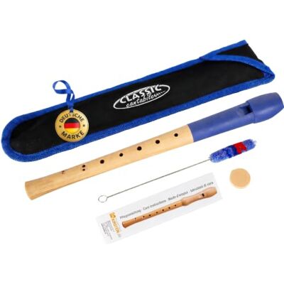 Classic Cantabile Pivella Blockflöte Blau, barocke Griffweise, Inkl. Etui 2-teilige Blockflöte, Kopfstück aus Spezial-Kunststoff, blau, Unterstück aus Ahornholz, Stimmung: C-Sopran, Grifftabelle Classic Cantabile Pivella Blockflöte Blau, barocke Griffweise, Inkl. Etui 2-teilige Blockflöte, Kopfstück aus Spezial-Kunststoff, blau, Unterstück aus Ahornholz, Stimmung: C-Sopran, Grifftabelle
