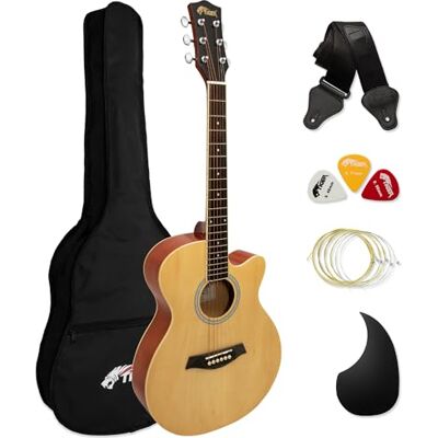 Tiger ACG1-NT Small Body Akustikgitarre, mit Stahlsaiten bespannte Akustikgitarre für Anfänger, Natur Tiger ACG1-NT Small Body Akustikgitarre, mit Stahlsaiten bespannte Akustikgitarre für Anfänger, Natur