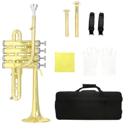 kokdid Standard-Trompeteninstrument aus Messing, mit Tragetasche, Handschuhen und Reinigungstuch, leichte Trompetenhandschuhe kokdid Standard-Trompeteninstrument aus Messing, mit Tragetasche, Handschuhen und Reinigungstuch, leichte Trompetenhandschuhe