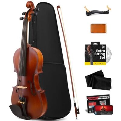 Pyle Violine Set Größe 1/4 – Leichtes Streichinstrument mit hochwertigem Holzfurnier – Geige mit Zubehör inkl. Geigenkoffer, Kolophonium, Violine Stimmgerät, Ersatzsaiten & Bogen – für Kinder ab 5 Pyle Violine Set Größe 1/4 – Leichtes Streichinstrument mit hochwertigem Holzfurnier – Geige mit Zubehör inkl. Geigenkoffer, Kolophonium, Violine Stimmgerät, Ersatzsaiten & Bogen – für Kinder ab 5
