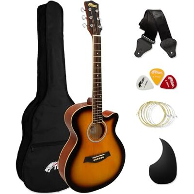Tiger ACG1-SB Small Body Akustikgitarre, mit Stahlsaiten bespannte Akustikgitarre für Anfänger, Sonnendurchbruch Tiger ACG1-SB Small Body Akustikgitarre, mit Stahlsaiten bespannte Akustikgitarre für Anfänger, Sonnendurchbruch