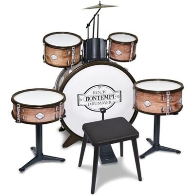 Bontempi Schlagzeug mit 6 Elementen, Hocker und 2 Sticks, Realistischer Klang, 700x400x800mm, Musikinstrument für Kinder ab 5 Jahren Bontempi Schlagzeug mit 6 Elementen, Hocker und 2 Sticks, Realistischer Klang, 700x400x800mm, Musikinstrument für Kinder ab 5 Jahren